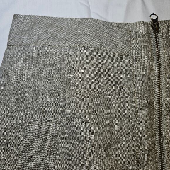 4OUR Dreamers Skirt Women’s S Gray 100% Linen Mini Zip Front Pockets Casual - Picture 4 of 11